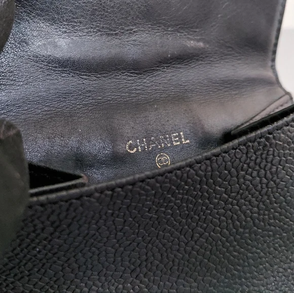 CHANEL Black Textured Leather Wallet